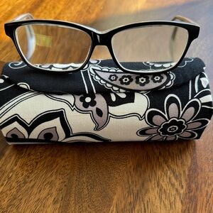 Vera Bradley Black Glasses with Black & White Floral Soft Case
